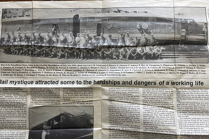 Newspaper clipping featuring some of the Glendive roundhouse workers on July 3, 1948