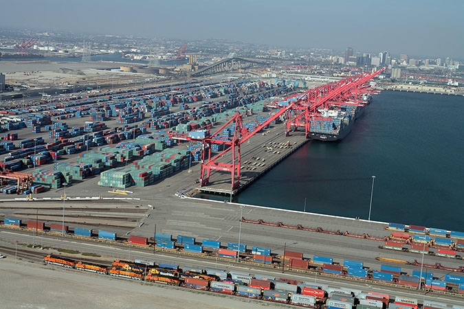 Aerial of Southern California ports Aerial of Southern California ports